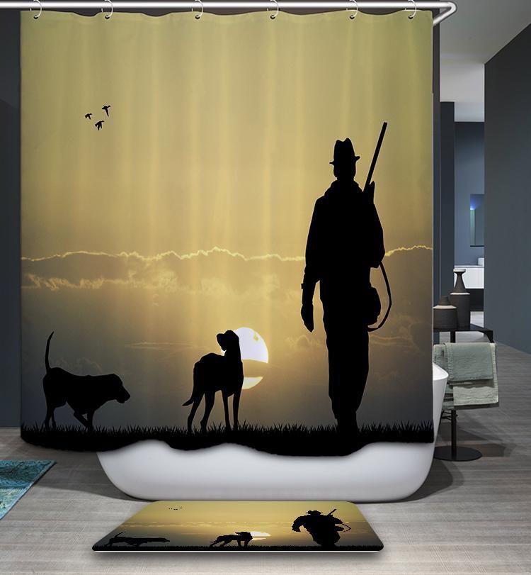 Western Sunset Cowboy With Dogs 3D Printed Shower Curtain Gift Home Decor