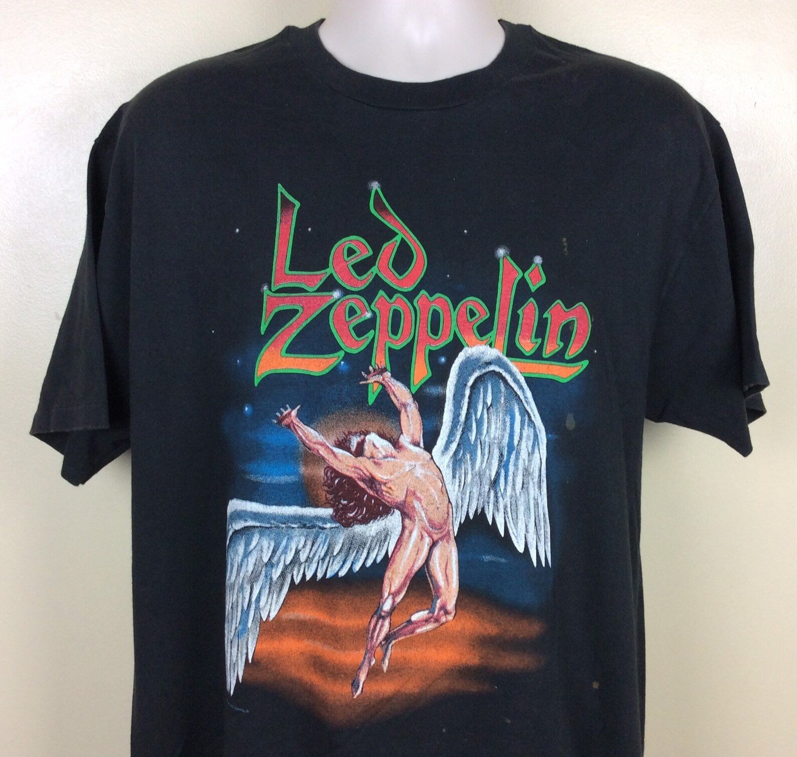 Vtg 1990 Led Zeppelin T Shirt Black L 90S Swan Song Classic Rock Band Jimmy Page Robert Plant