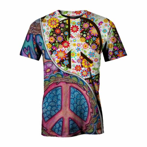 Merged Hippie Flowers 3D All Over Printed Shirts For Men And Women, Gift For Hippie Lover, Hippie Soul