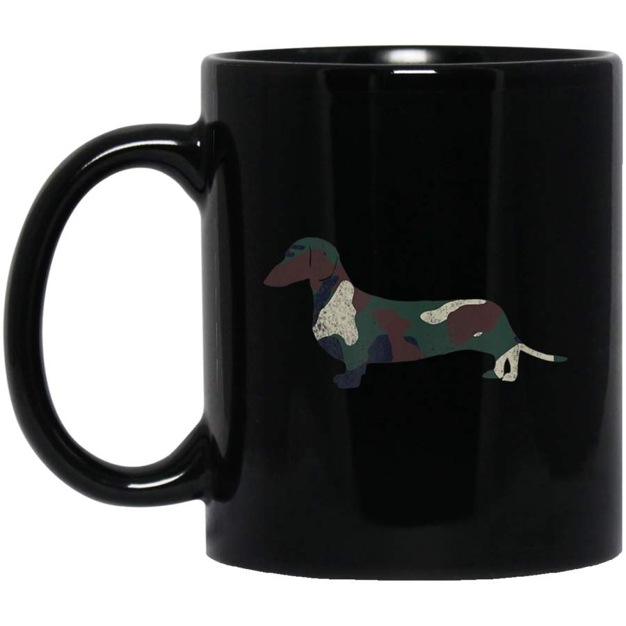 Vintage 70s 80s Style Dachshund Lover Camo Design Mug