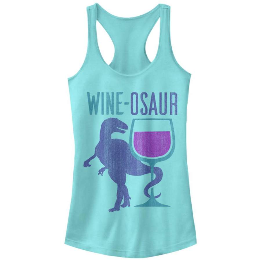 CHIN UP Junior’s Wine Dinosaur  Racerback Tank Cancun