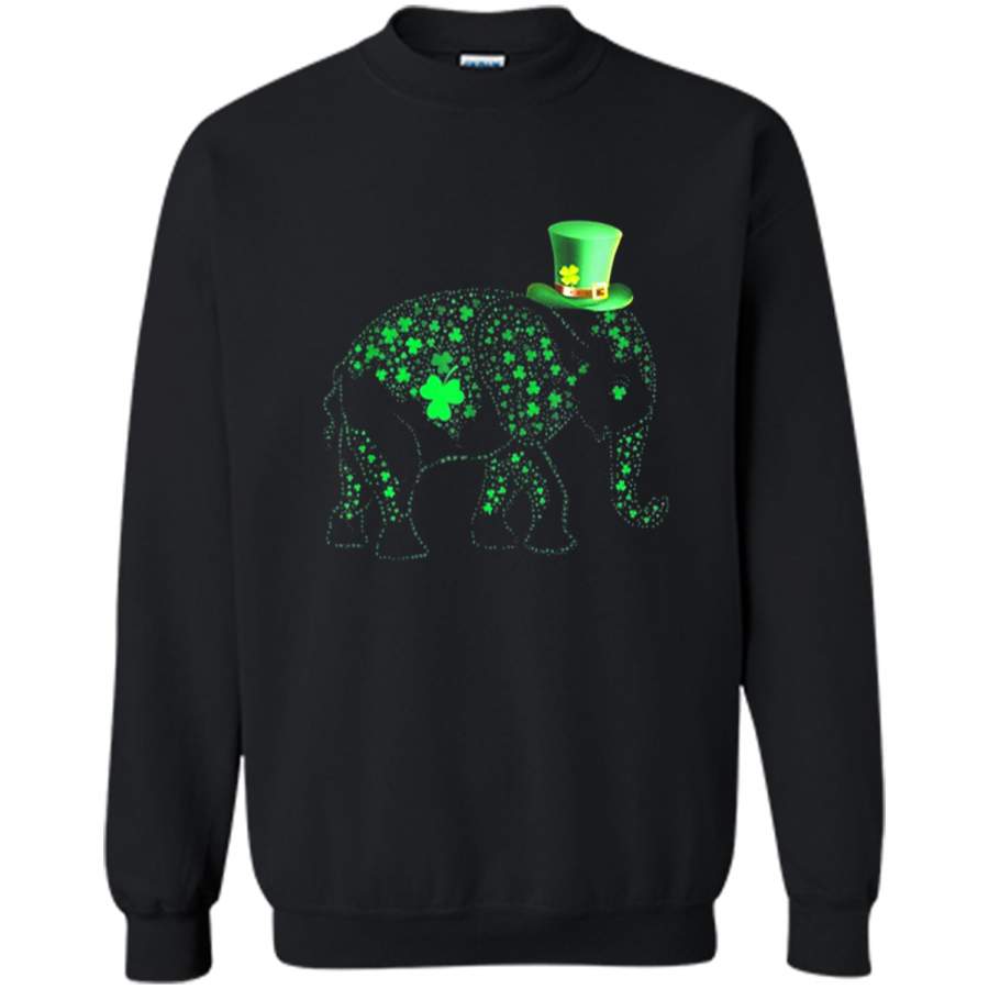 Green Irish Elephant Shamrock  St Patrick’s Day Printed Crewneck Pullover Sweatshirt