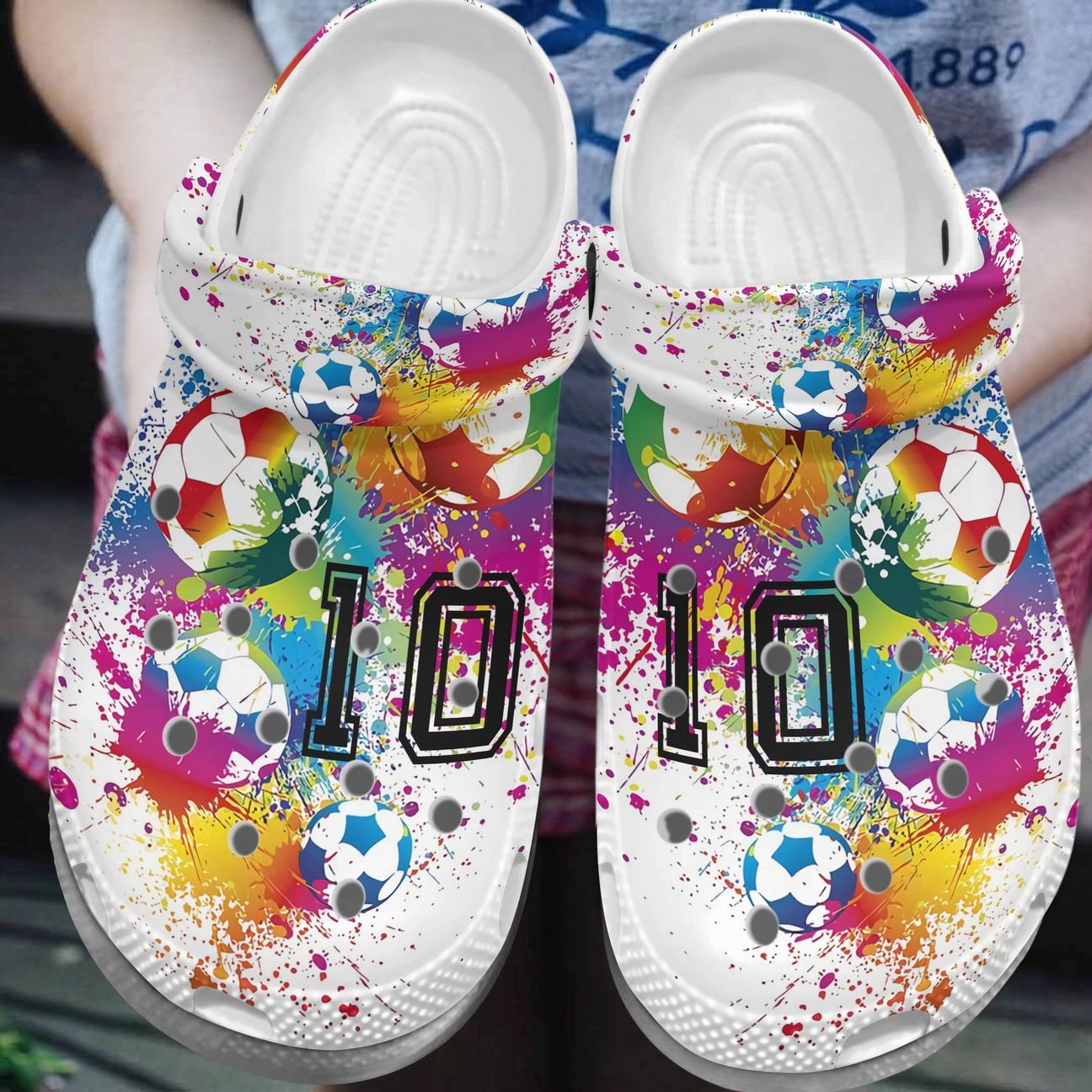 Soccer Personalize Clog, Custom Name, Text, Fashion Style For Women, Men, Kid, Print 3D Rainbow Color