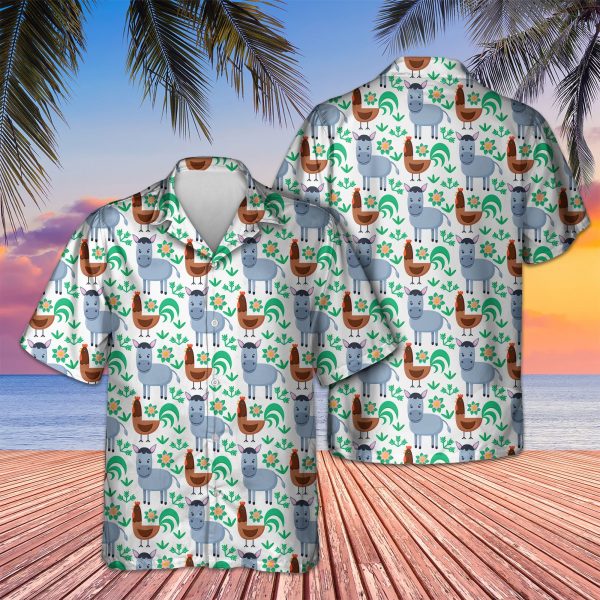 Donkey And Chicken Seamless Hawaii Shirt Ha22037