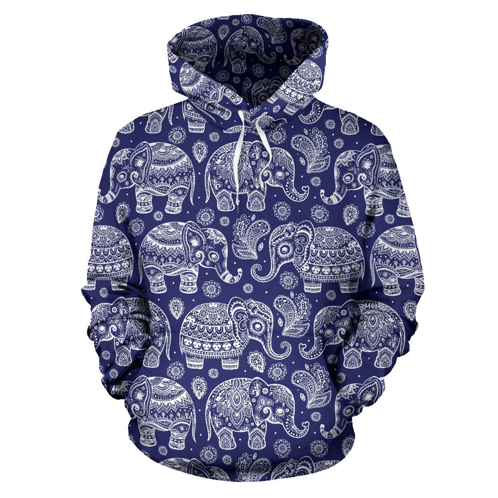 White Elephant Mandala Pullover Hoodie