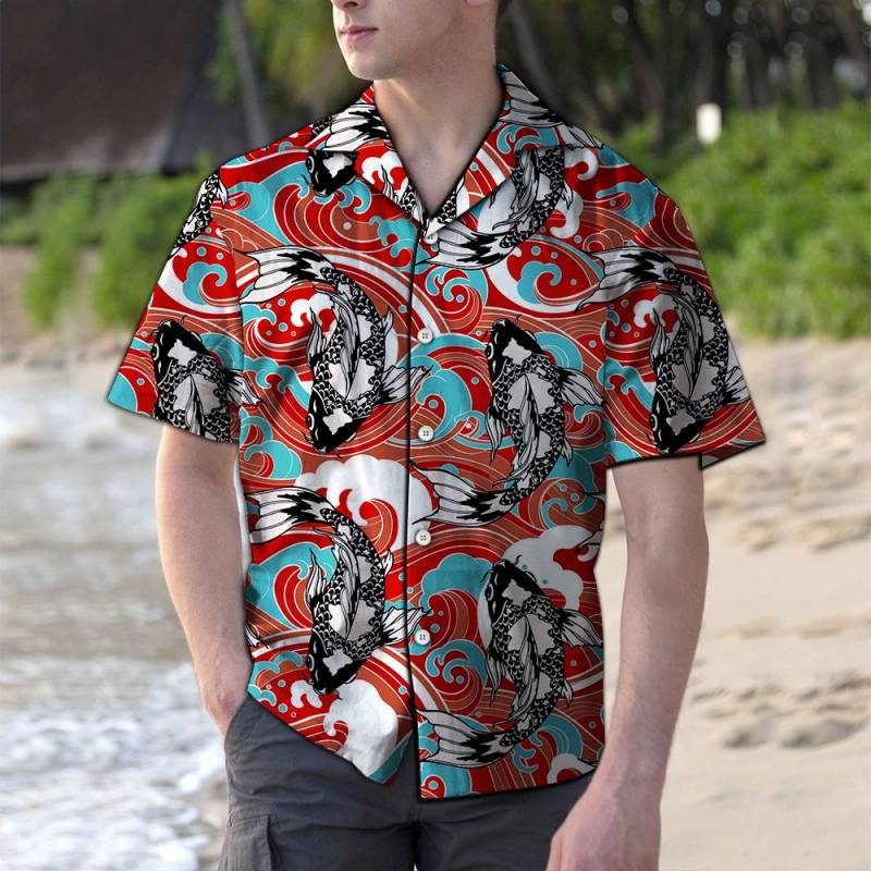 Koi Fish Wave Hawaii Shirt Ha5039