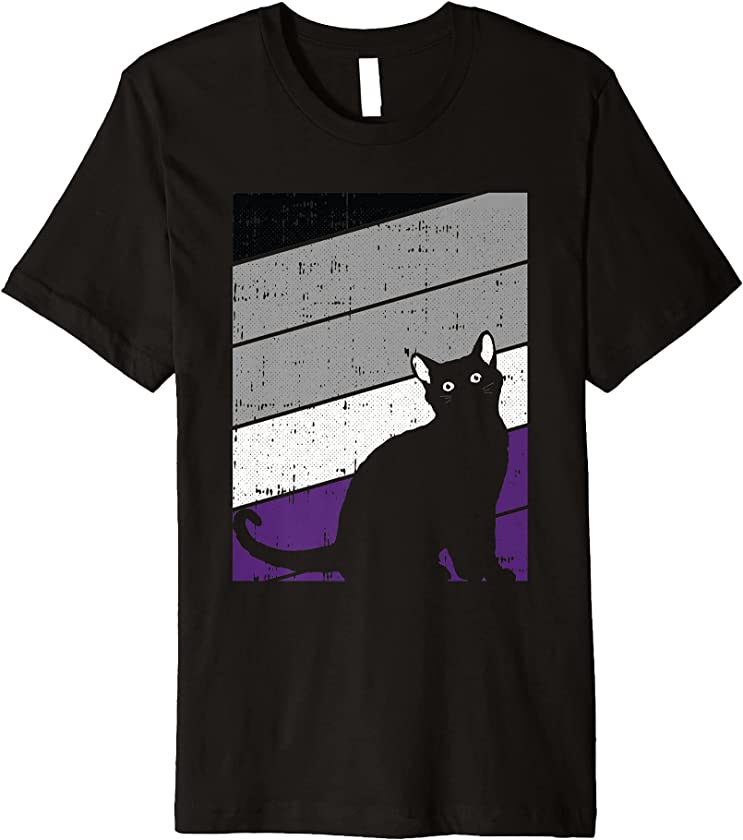 Black Cat Asexual Pride Kitten Lover LGBT-Q Proud Ally Ace Premium T-Shirt