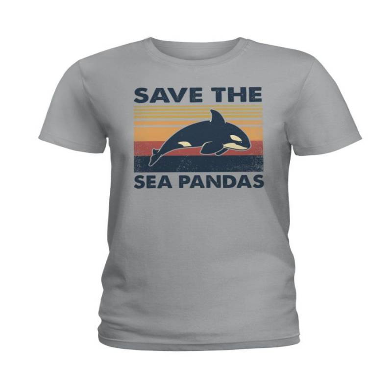 Save The Sea Pandas Unique Custom Design For Animal Lovers Ladies Tee