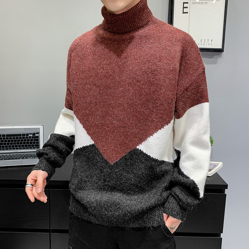 Autumn and Winter Sweater Men’s Turtleneck Korean Version of Youth Sweater Loose Personality Trend Sweater 2022 New Sweater alx