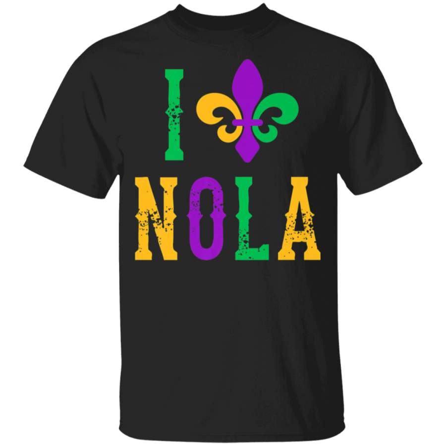 Funny Distressed Vintage I Love NOLA New Orleans Mardi Gras  T-Shirt