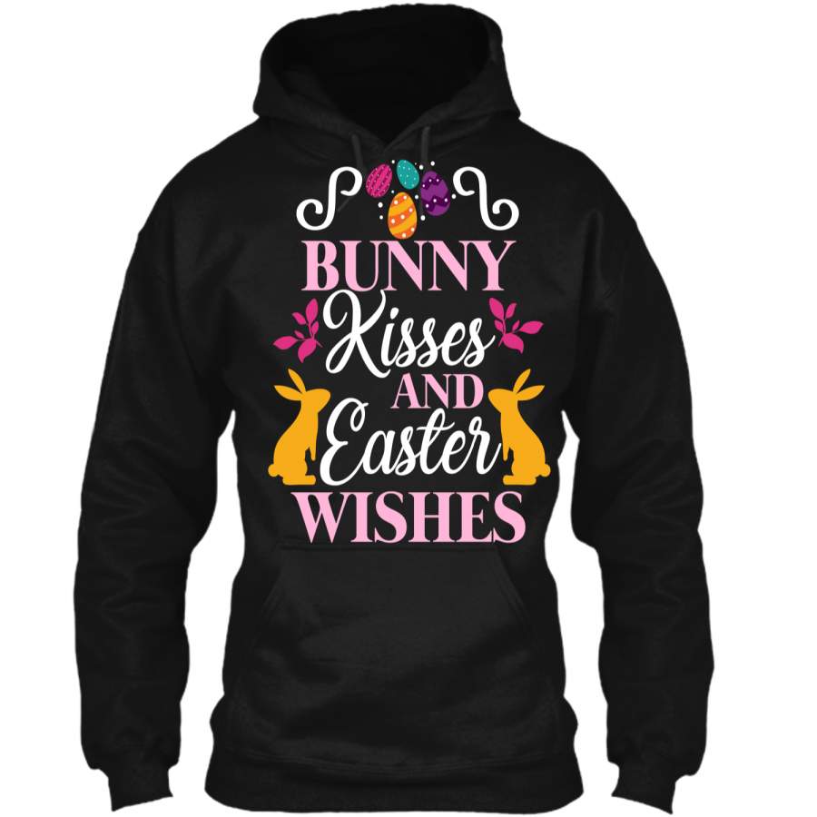 Bunny Kisses And Easter Wishes Cute Easter T-Shirt Pullover Hoodie 8 oz