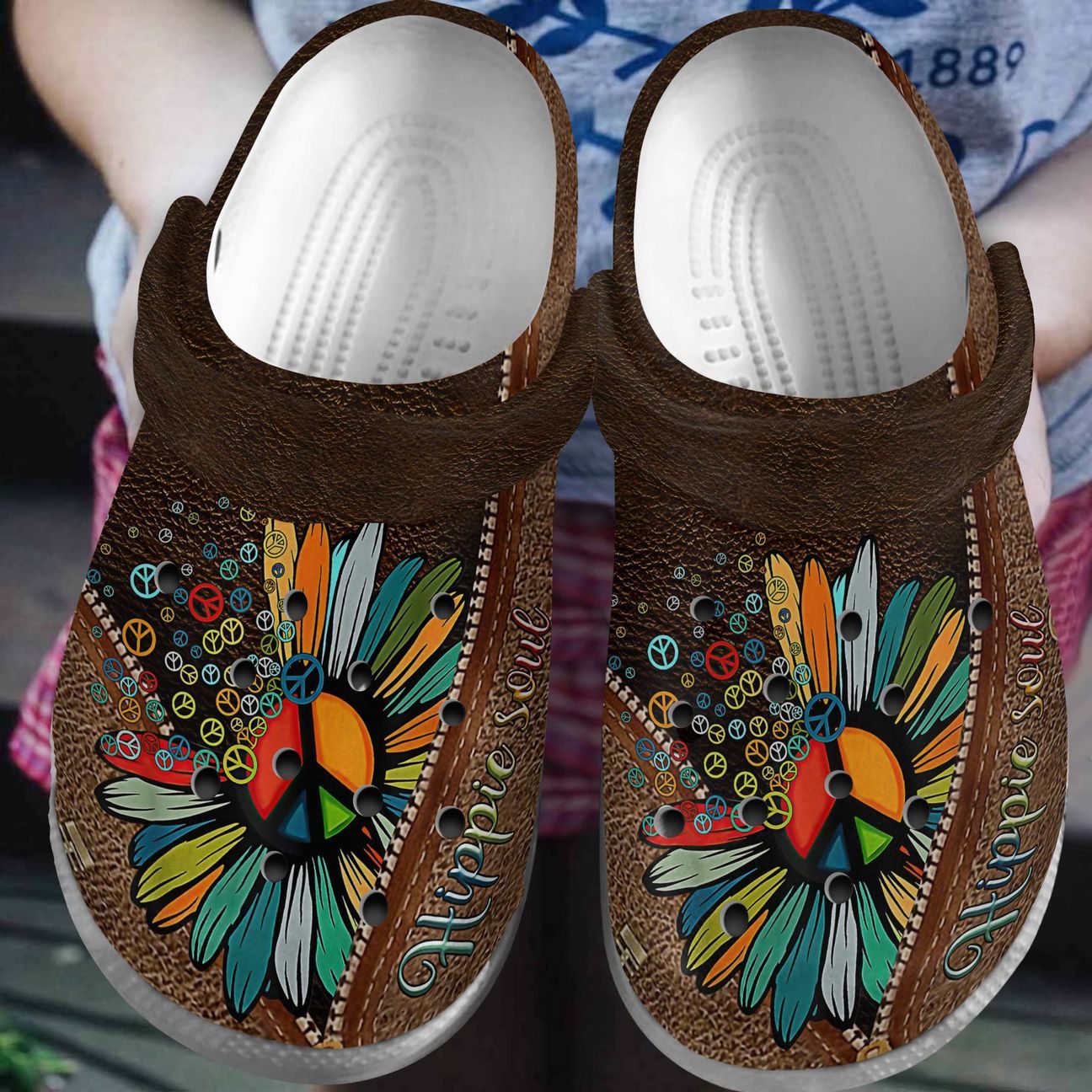 Hippie Personalized Clog, Custom Name, Text, Color, Number Fashion Style For Women, Men, Kid, Print 3D Hippie Flower