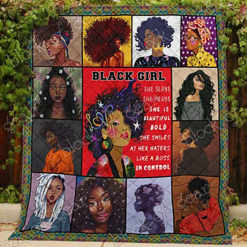 To Daughter My Black Girl Straighten Your Crown Melanin, African American Premium Quilt Blanket Size Throw, Twin, Queen, King, Super King