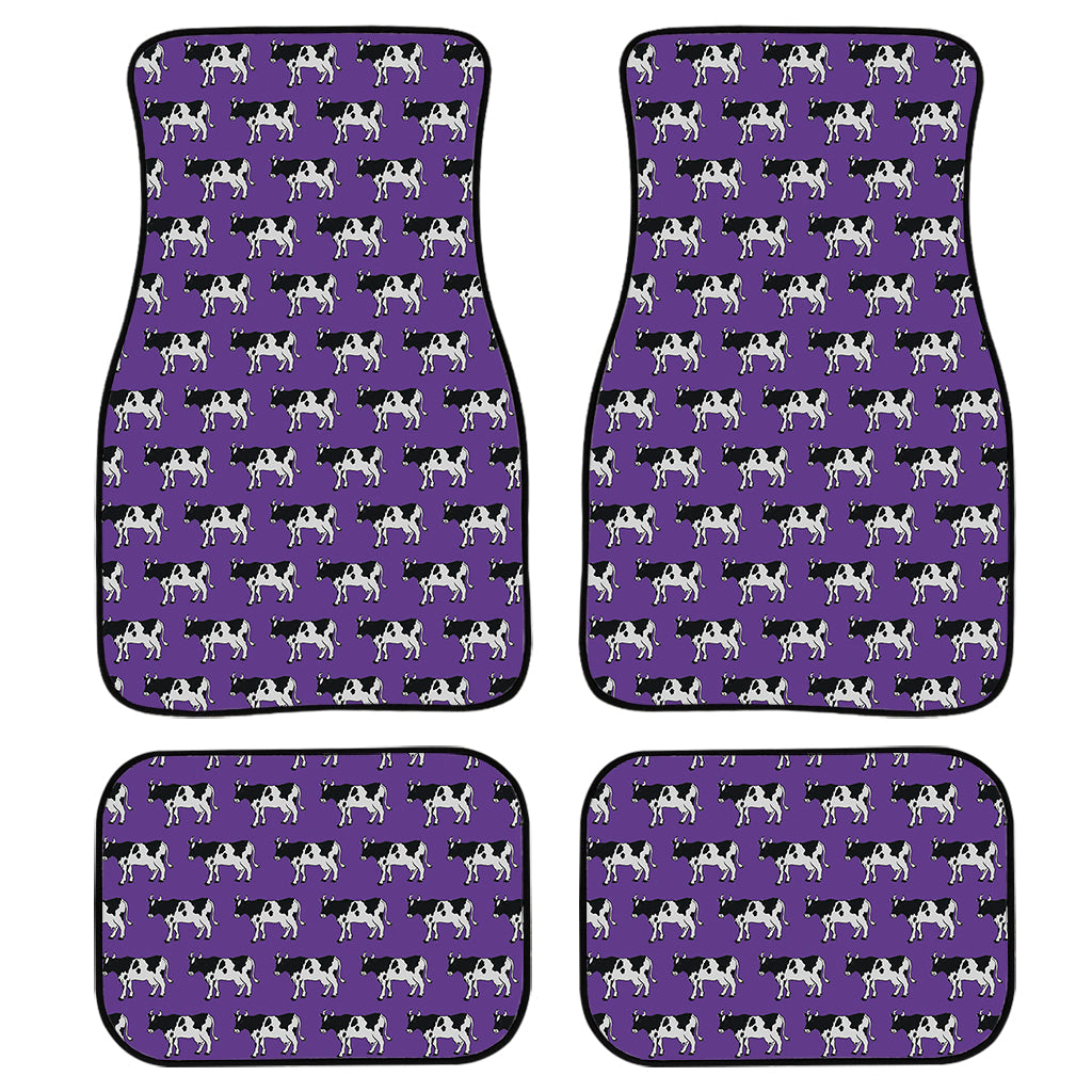 Purple Cow Pattern Print Front And Back Car Floor Mats, Front Car Mat