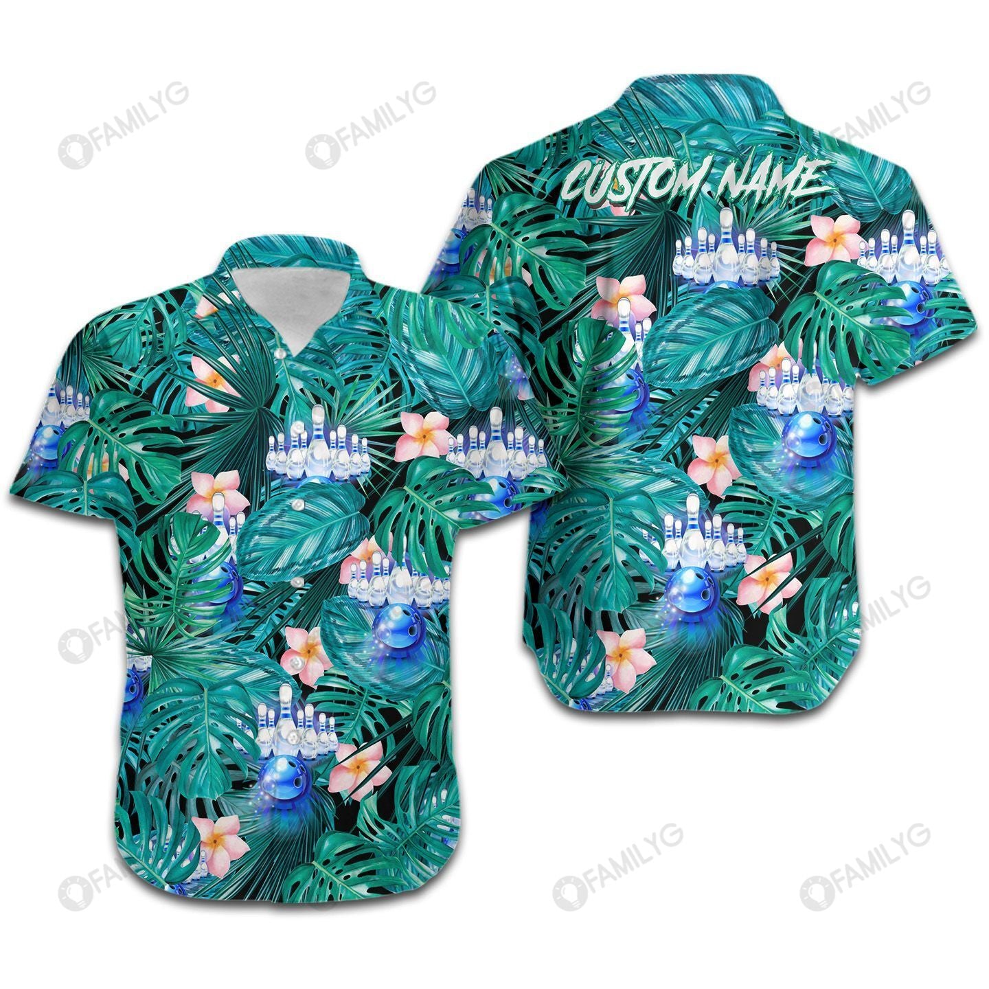 Unique Bowling Shirts – Tropical Plumeria Bowling Ball Custom Hawaiian Shirt Summer Hawaiian For Men, Women, Couple