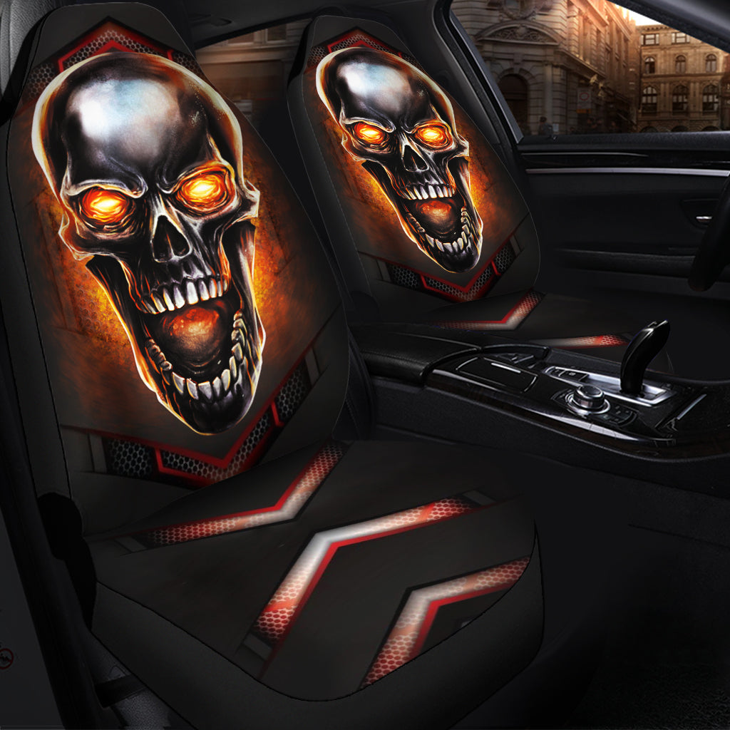 Metal Skull Fire Jeep Premium Car Seat Cover