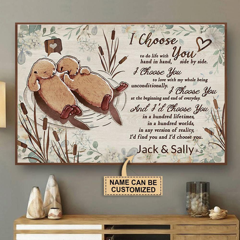 Aeticon Gifts Personalized Otter I Choose You Canvas Mom Dad Gift Home Decor