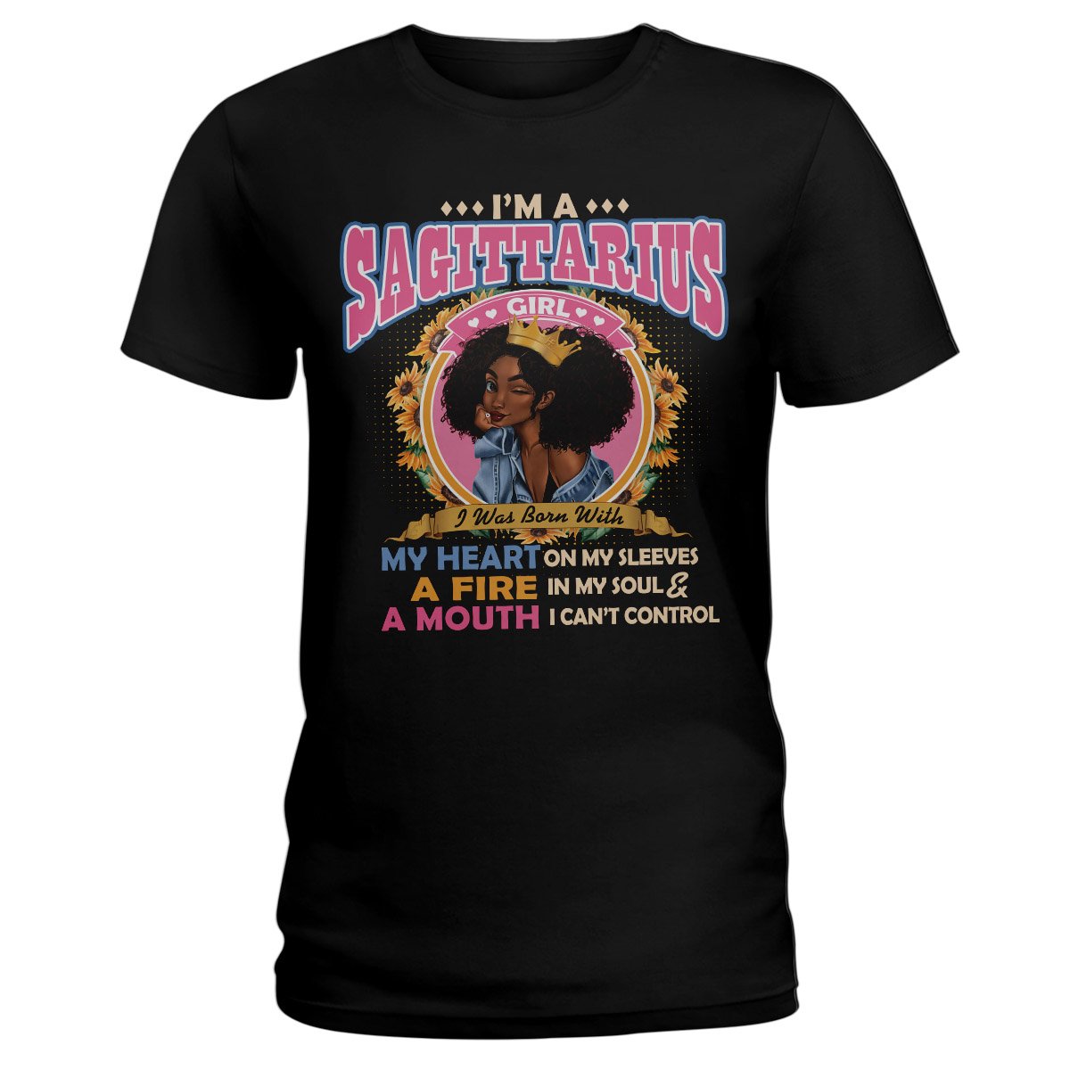 Black Queen Im A Sagittarius Girl Ez13 1609 Ladies T-Shirt