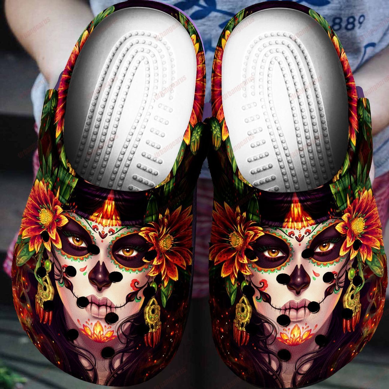 Sugar Skull Lady Personalized Clog, Custom Name, Text, Color, Number Fashion Style For Women, Men, Kid, Print 3D