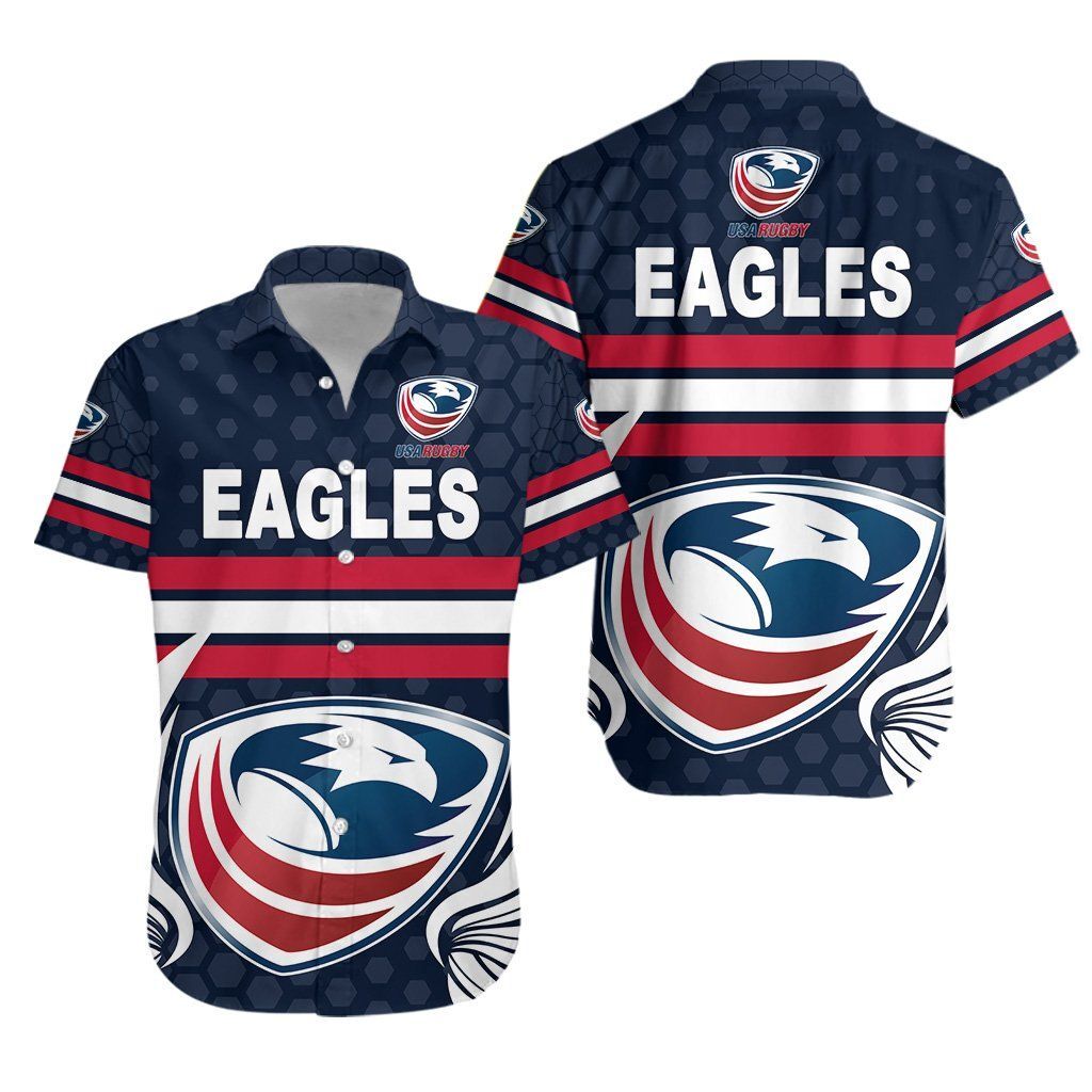 Usa Rugby Hawaiian Shirt Eagles Simple Style – Full Navy K8