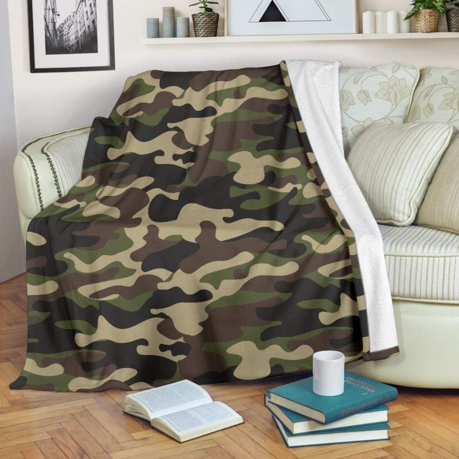 Army Green Camouflage Print Blanket