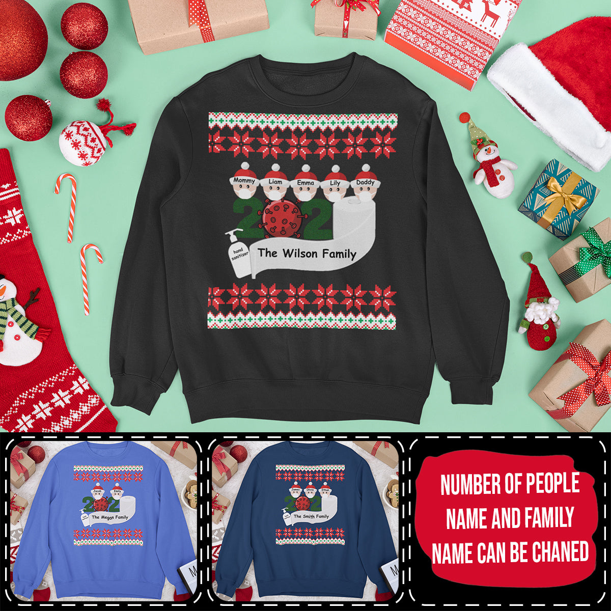 Christmas Family Ugly Sweater Christmas Gift Idea 2020 Pandemic Social Distancing Toilet Paper Shortage TP