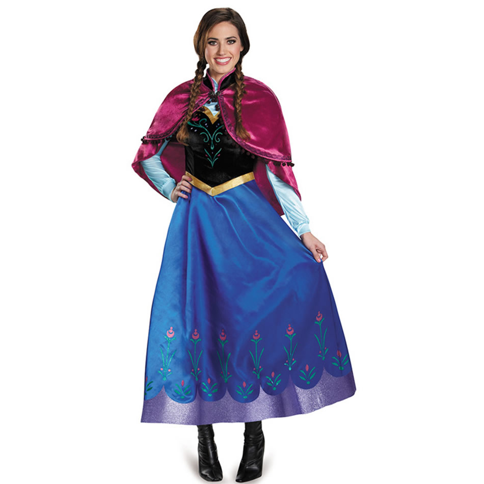 2021 Woman Elsa And Anna Dress Adult Snow White Princess Costume Sleeping Beauty Lace Patchwork Jasmine Halloween Party Gown alx