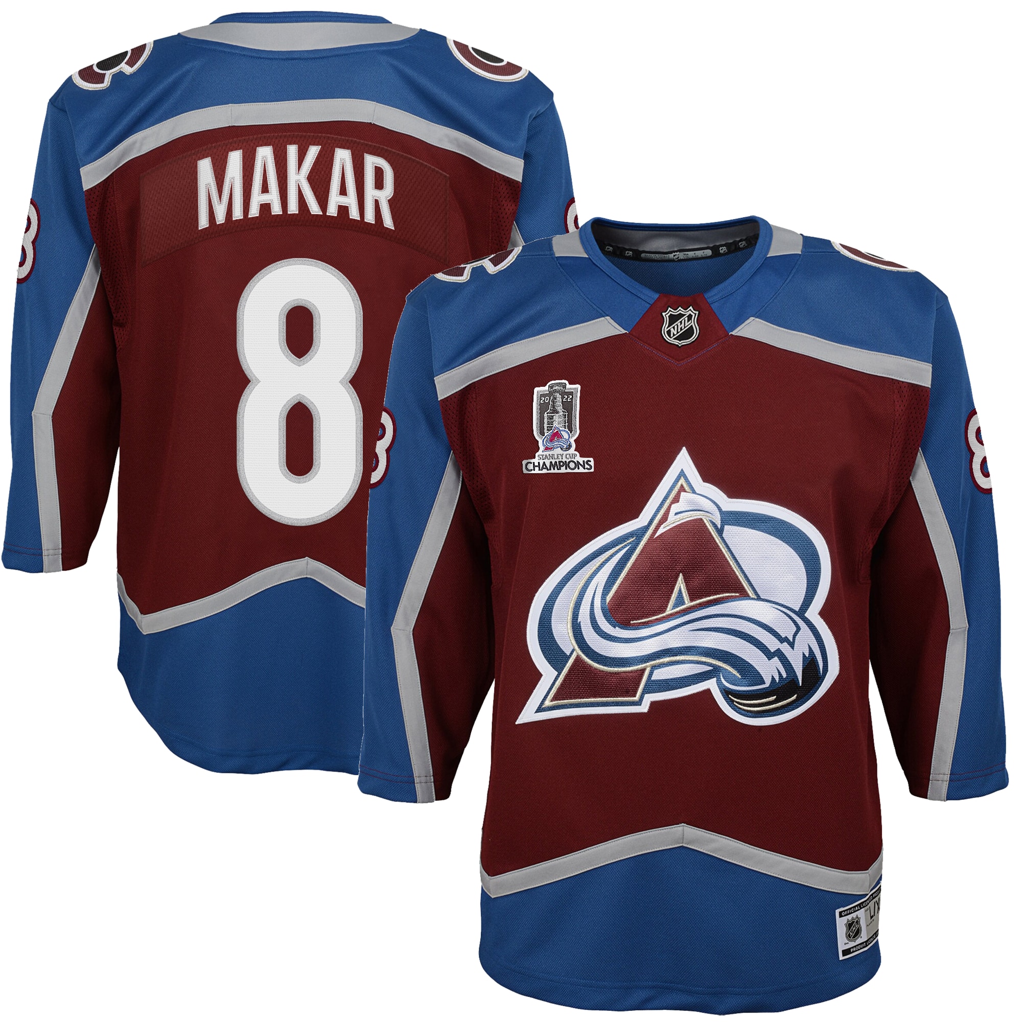 Cale Makar Colorado Avalanche Youth Home 2022 Stanley Cup Champions Premier Player Jersey – Burgundy