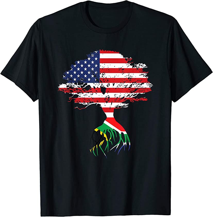 South African Roots American Flag South Africa Gifts T-Shirt