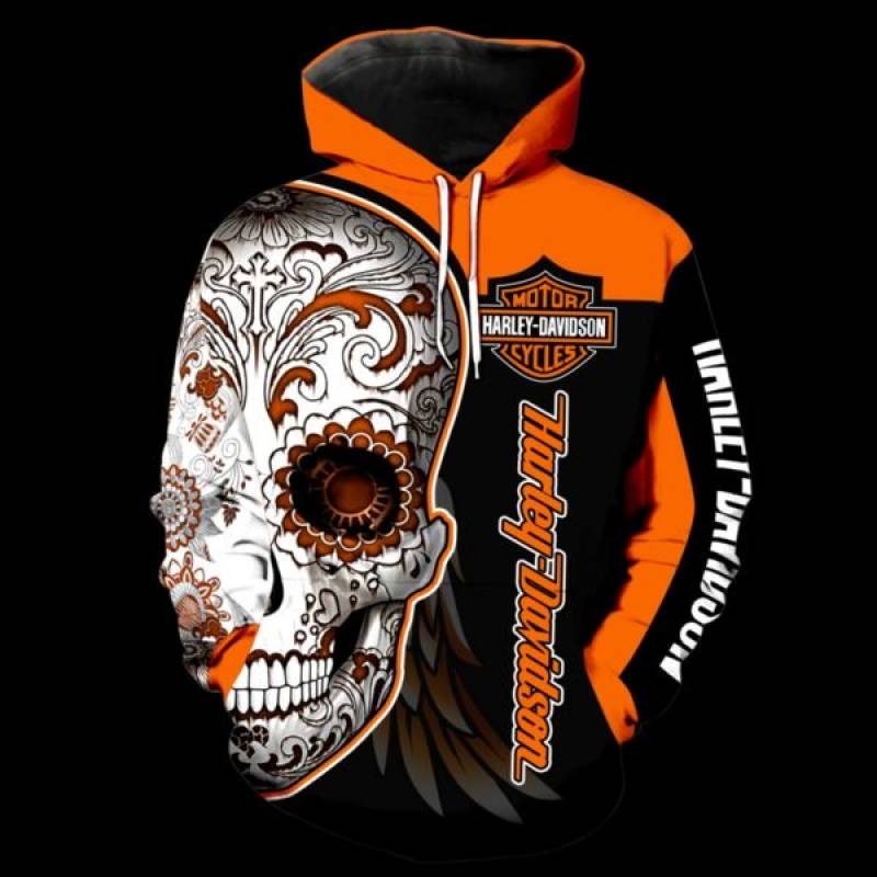 Sugar Skull Harley-Davidson all over print hoodie – Saleoff 1401202