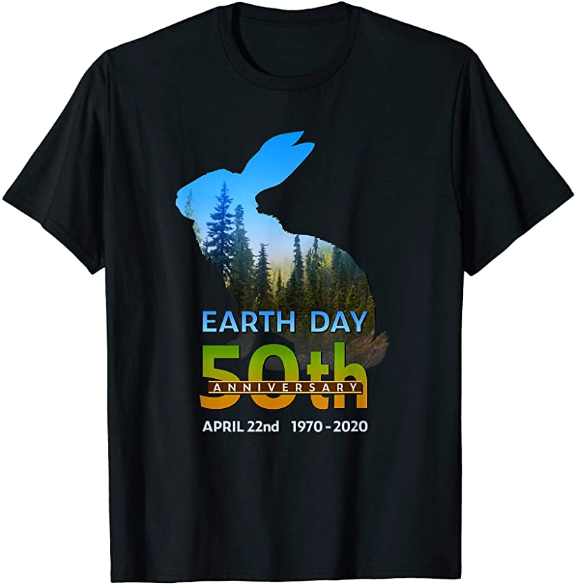 Earth Day 50th Anniversary Forest Rabbit Silhouette Gift T-Shirt