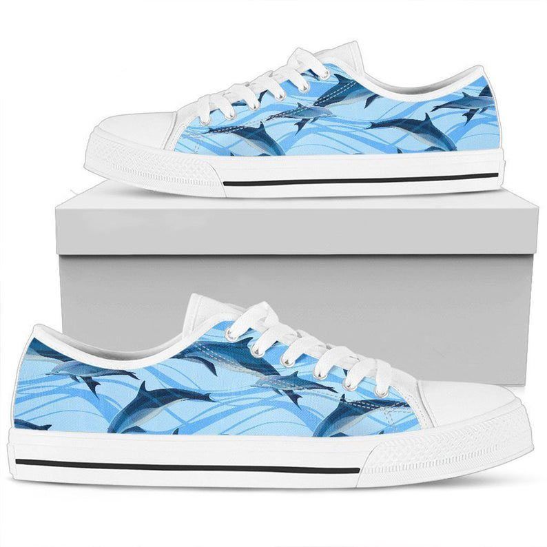 Blue Dolphin Low Top Shoes, Unisex Sneakers, Men And Women Low Top Sneakers