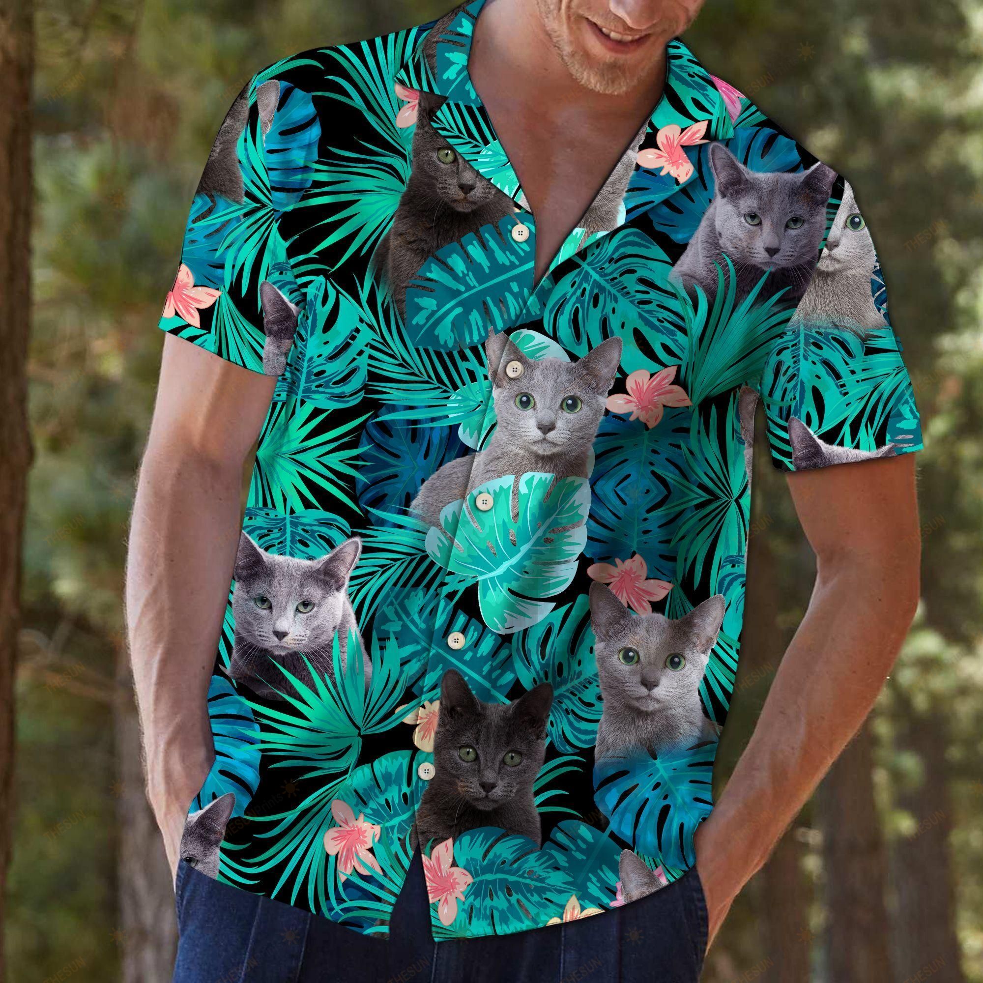 Tropical Russian Blue Hawaiian Shirt Ha87132