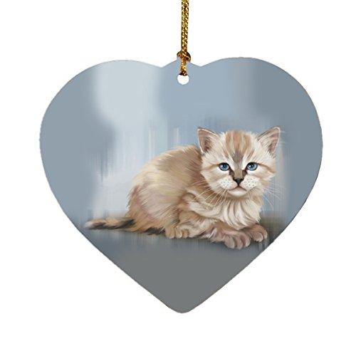 Seal Point Kitten Cat Heart Christmas Ornament