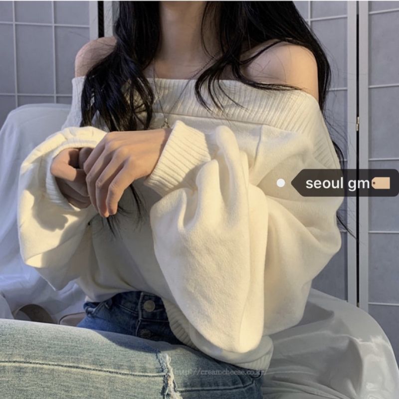 Women Sweaters New Slash Neck Black Fashion Students Knitting Street Loose England Casual Long Sleeve Female Pullovers Sweaters alx