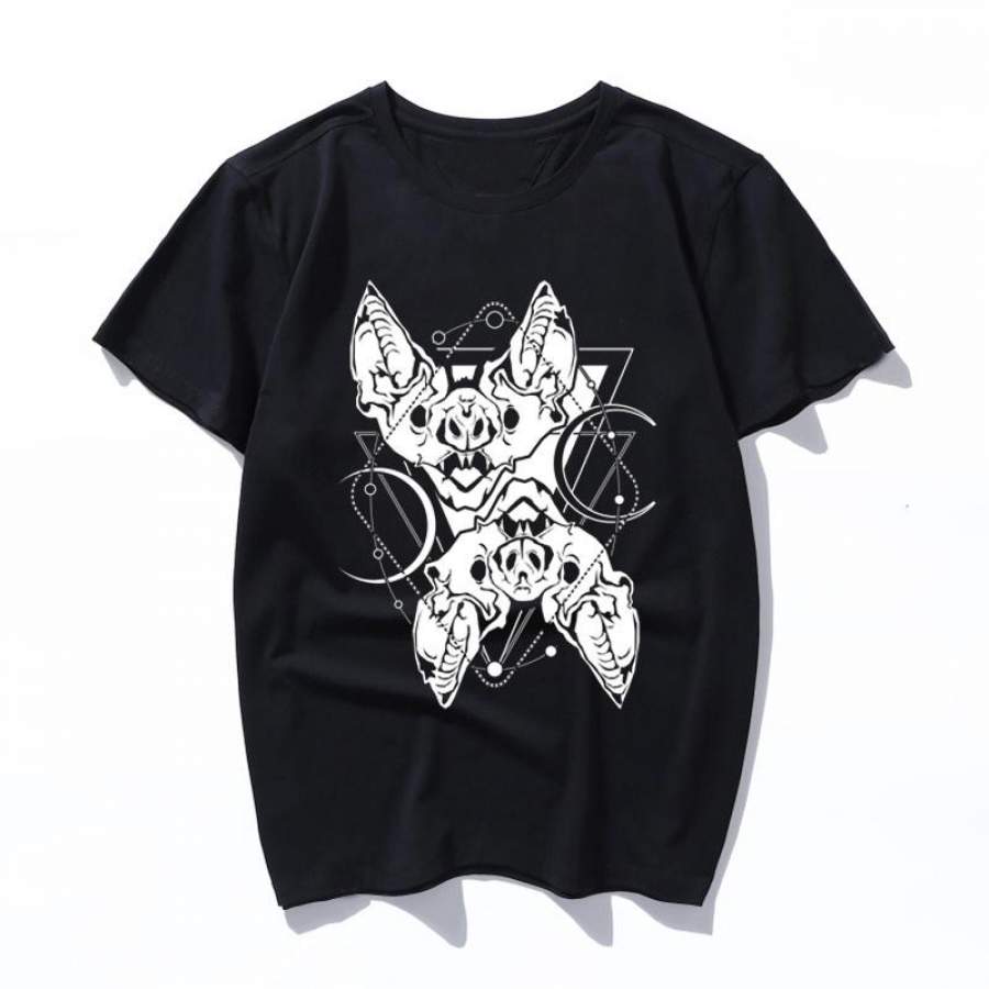 twin vampire bats black Print T-shirts Female Gothic Summer 2019 Harajuku Streetwear T-shirt Women men O-neck Fashion Shirts