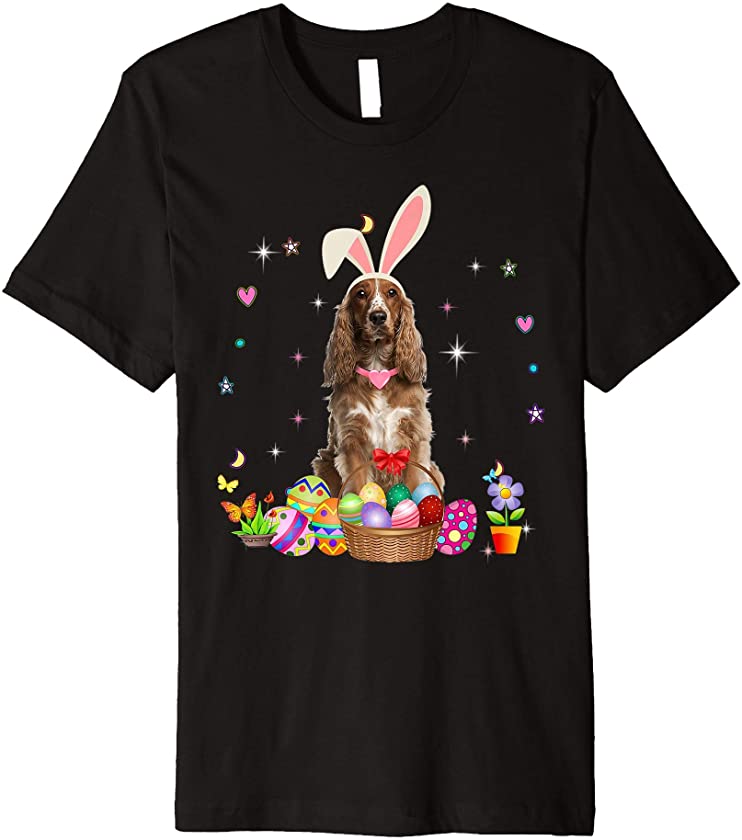 Cute Cocker Spaniel Easter Day Bunny Eggs Easter Womens Premium T-Shirt