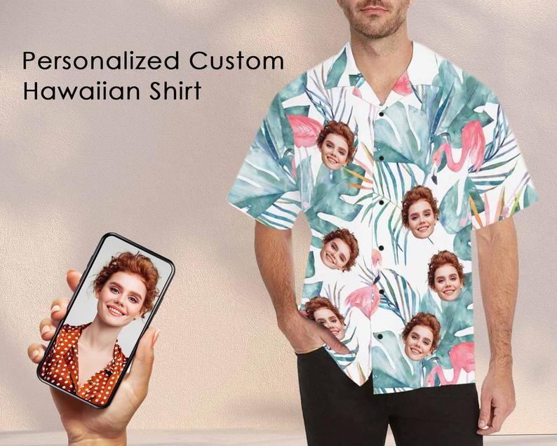 Beach Shirt Felacia [Hawaii Shirt] Custom Flamingos & Leaves Hawaiian Shirtzx18128