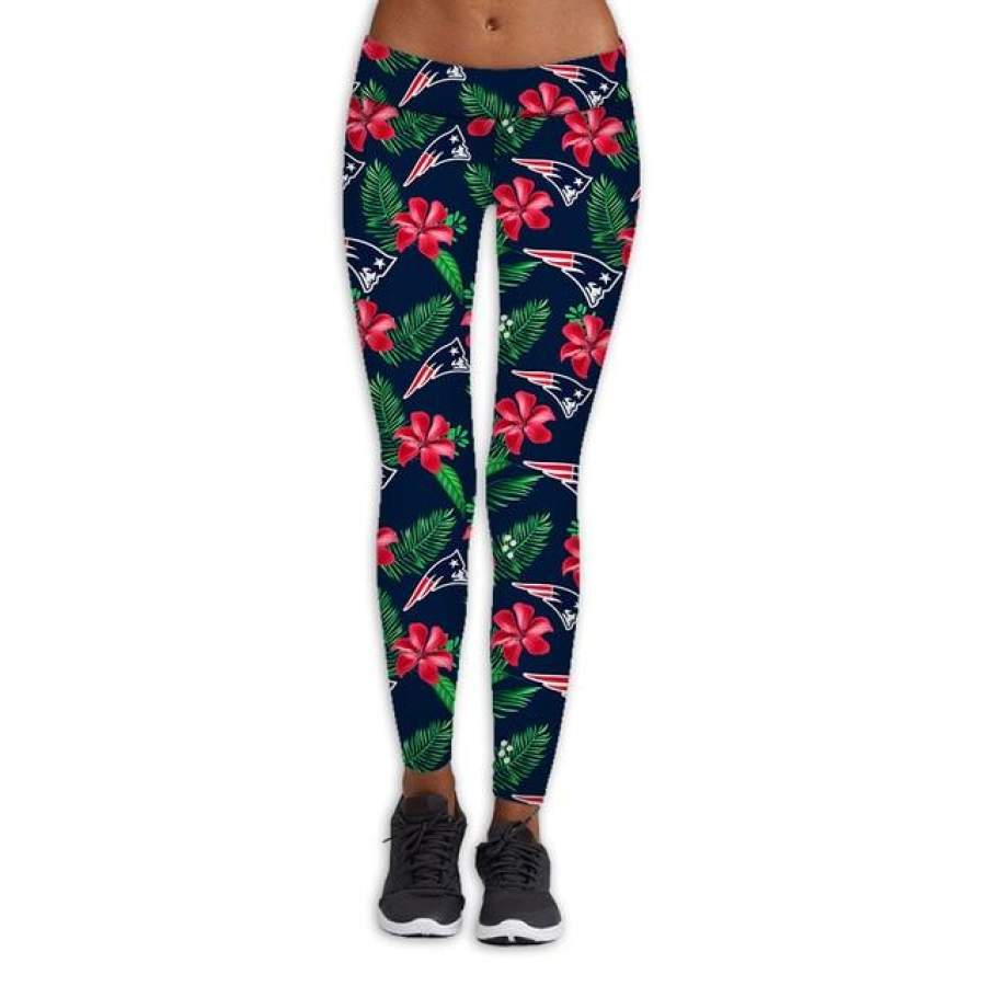 New England Patriots Flower Print Leggings