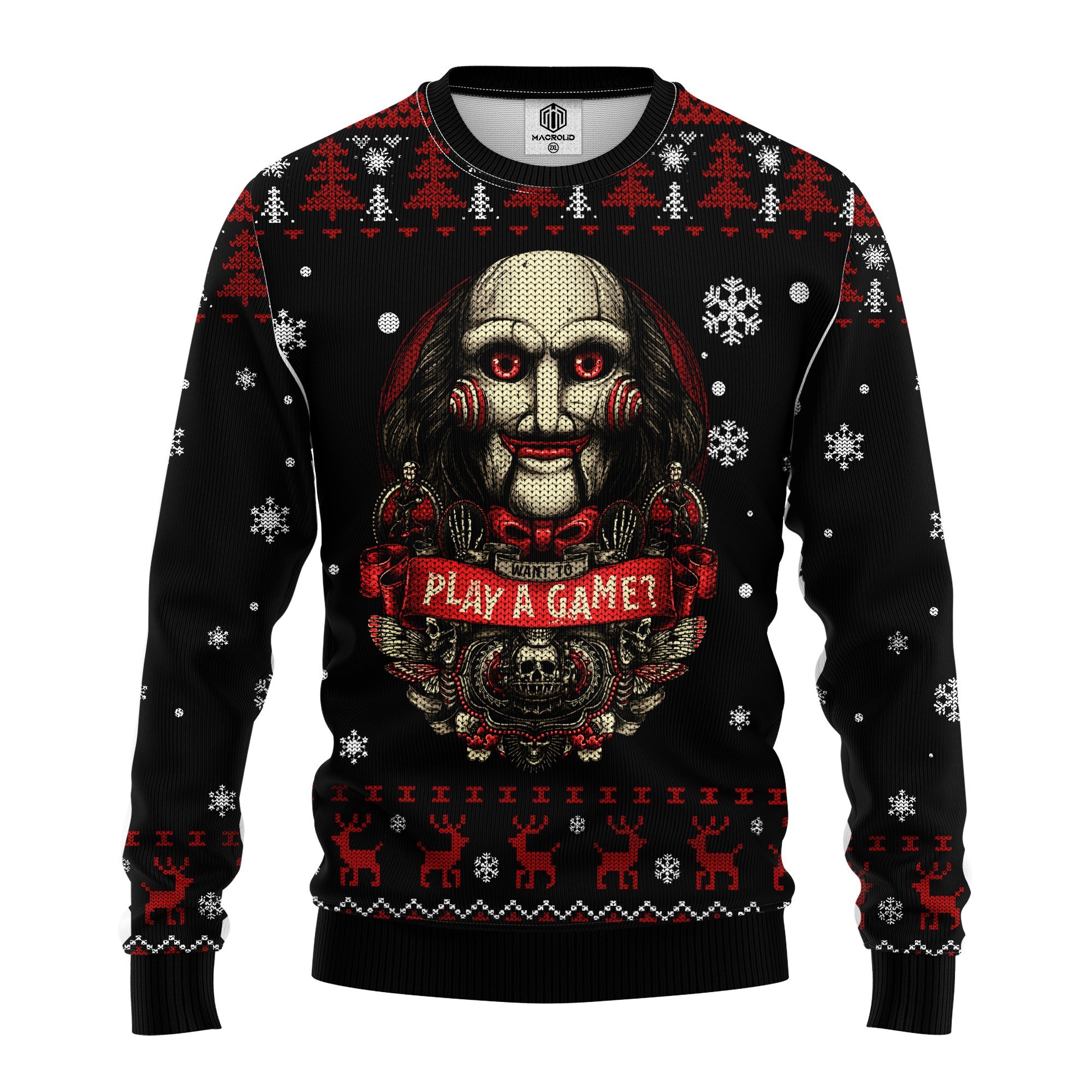 Play A Game Horror Movie Saw Ugly Christmas Sweater