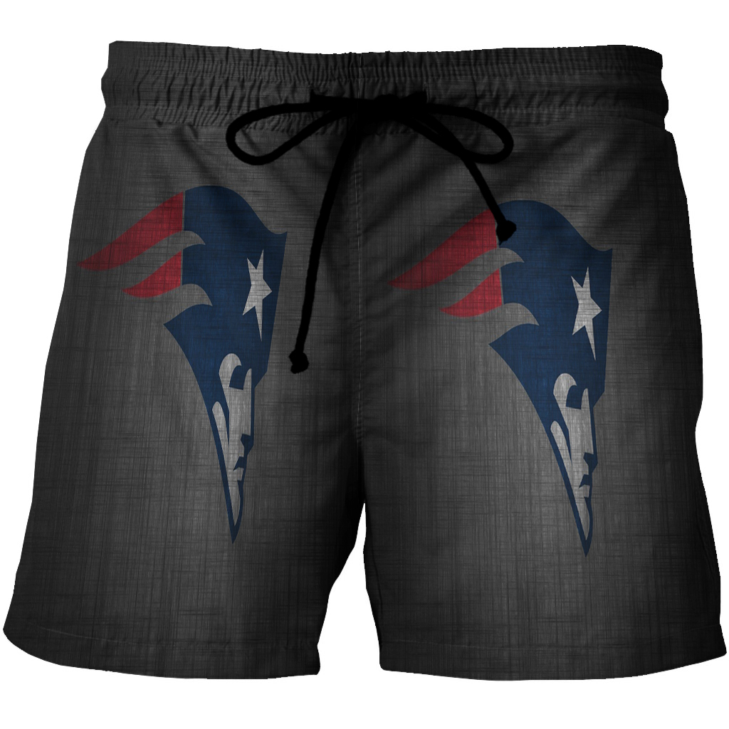 New England Patriots Gray 3D All Over Print Summer Beach Hawaiian Short