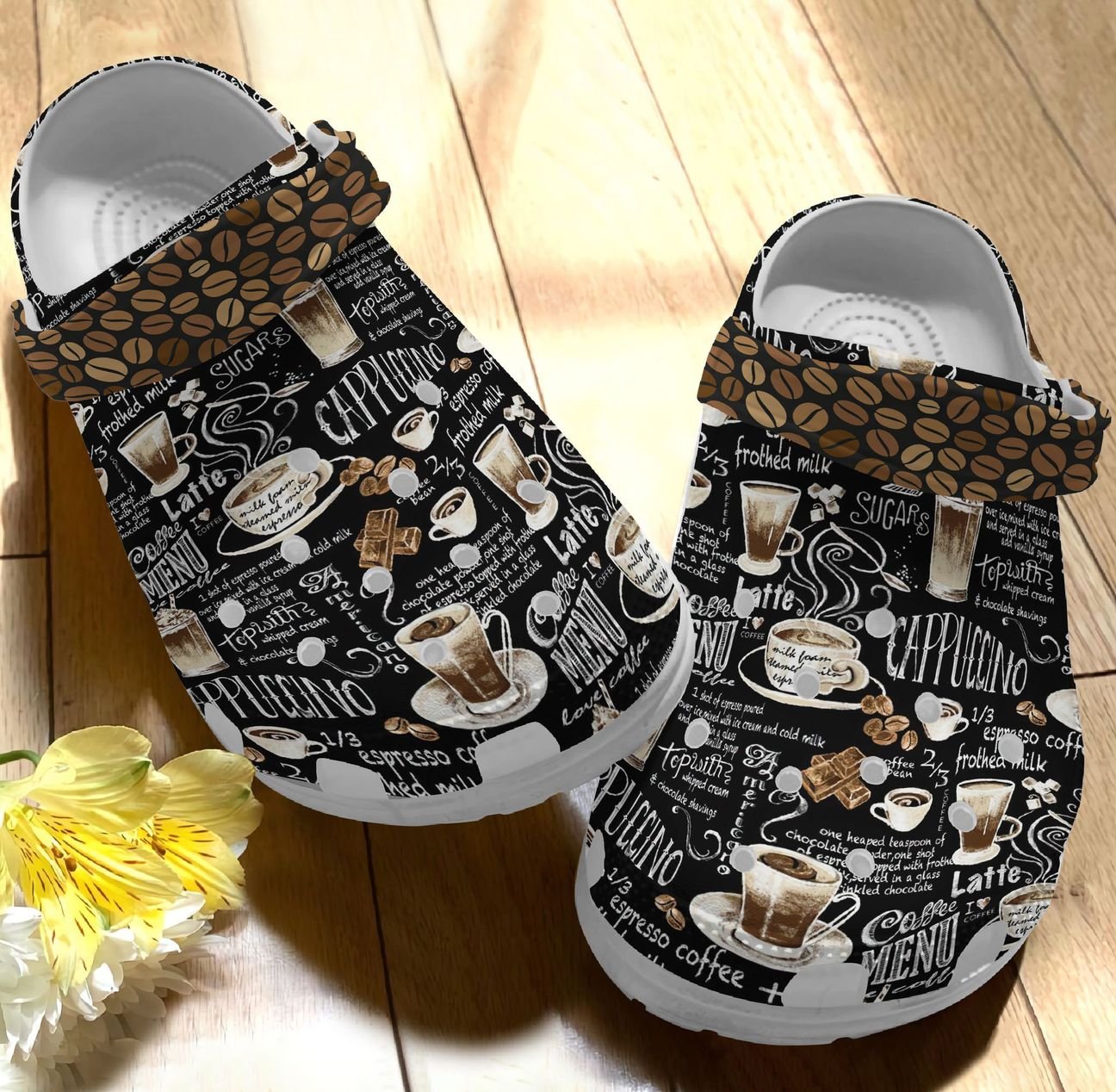 Coffee Personalized Clog, Custom Name, Text, Color, Number Fashion Style For Women, Men, Kid, Print 3D Coffee Cappuccino