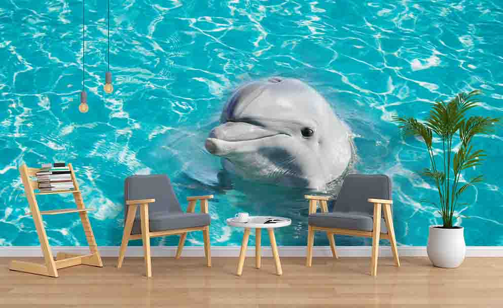 3D Sea Animal Dolphin Wall Mural Wallpaper Lqh 210