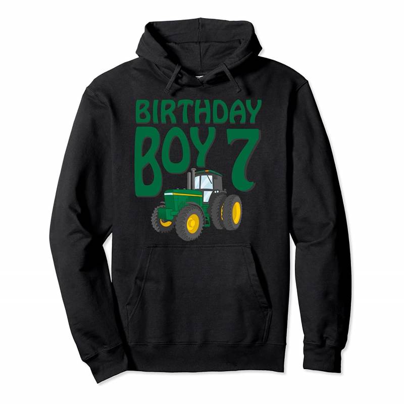 7th Birthday Green Farm Tractor | Seven 7 Year Old Pullover Hoodie, T-Shirt, Sweatshirt