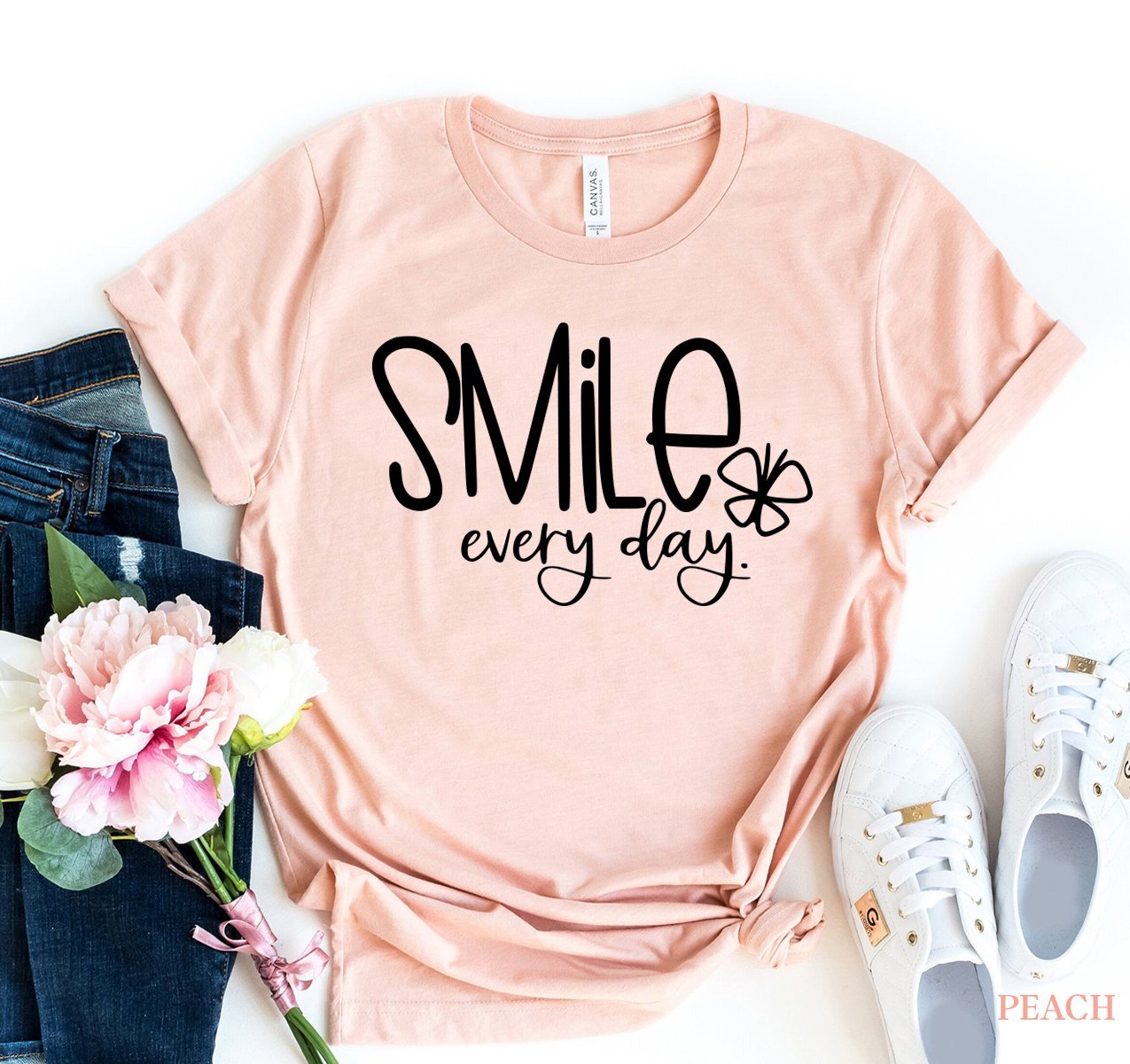 Smile Every Day Shirt, Positive Vibes Tshirt, Be Happy Tee, Motivational Shirt, Love T-Shirt, Be Kind, Cute Shirt, Inspirational Smile Tee