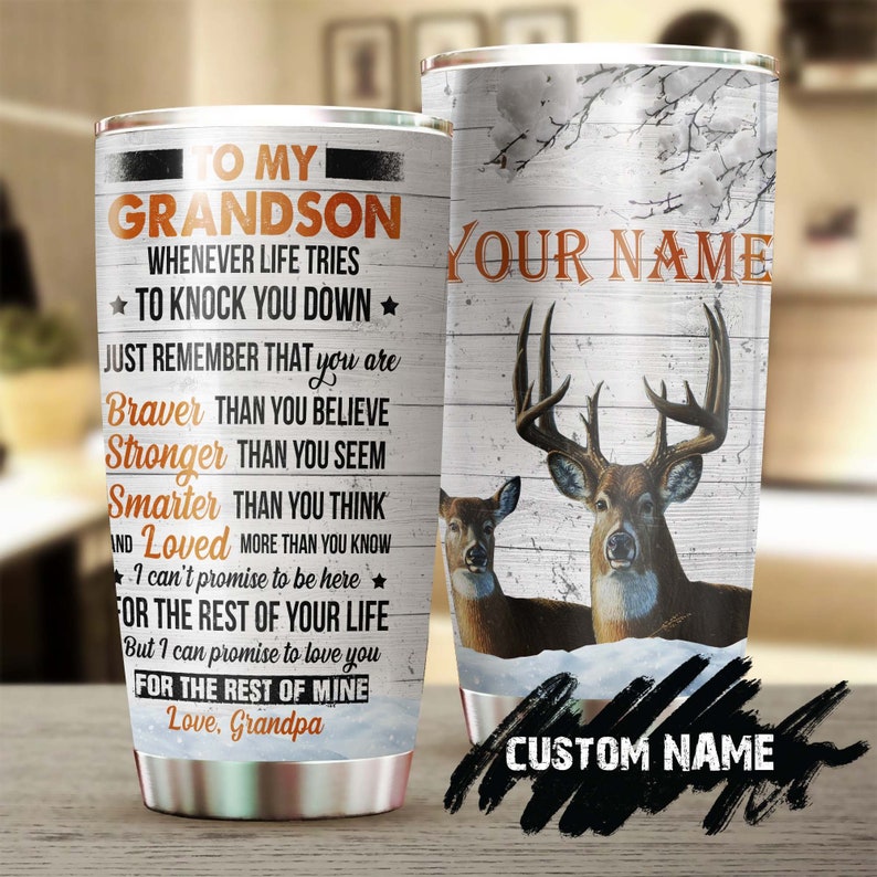 Grandpa To Grandson You Are Braver Than You Think Personalized Tumbler-Grandson Tumbler-Birthday Christmas Gift For Grandson From Grandpa