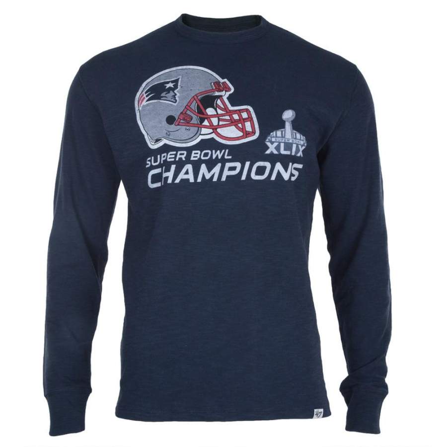 New England Patriots – Super Bowl 49 Champions Helmet Logo Scrum Long Sleeve T-Shirt