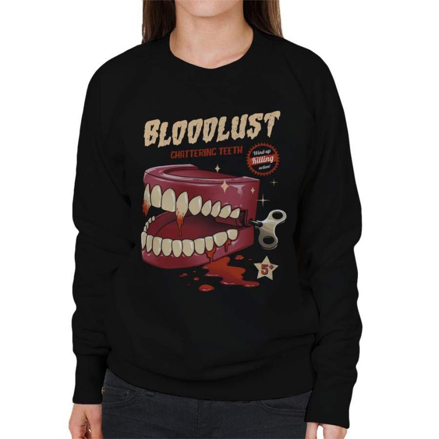 Wind Up Killer Teeth Halloween Women’s Sweatshirt