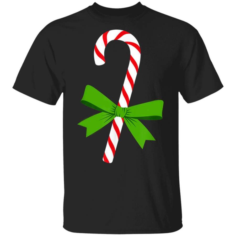 Candy Cane With Green Ribbon Women Men Graphic T-Shirt