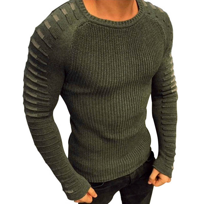 2022 Autumn Winter Sweater Men Casual Pullover Long Sleeve O-Neck Patchwork Knitted Men Slim Sweaters Fashion Streetwear alx